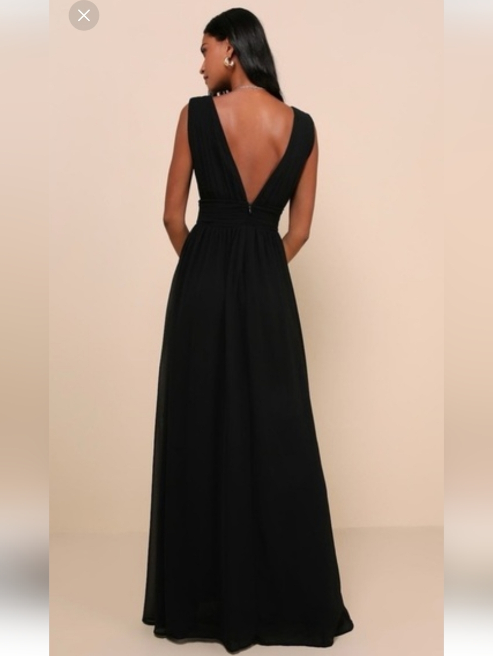 Lulu's Heavenly Hues Black V‑Neck Maxi Dress with High Slit Size XL - Picture 2 of 7